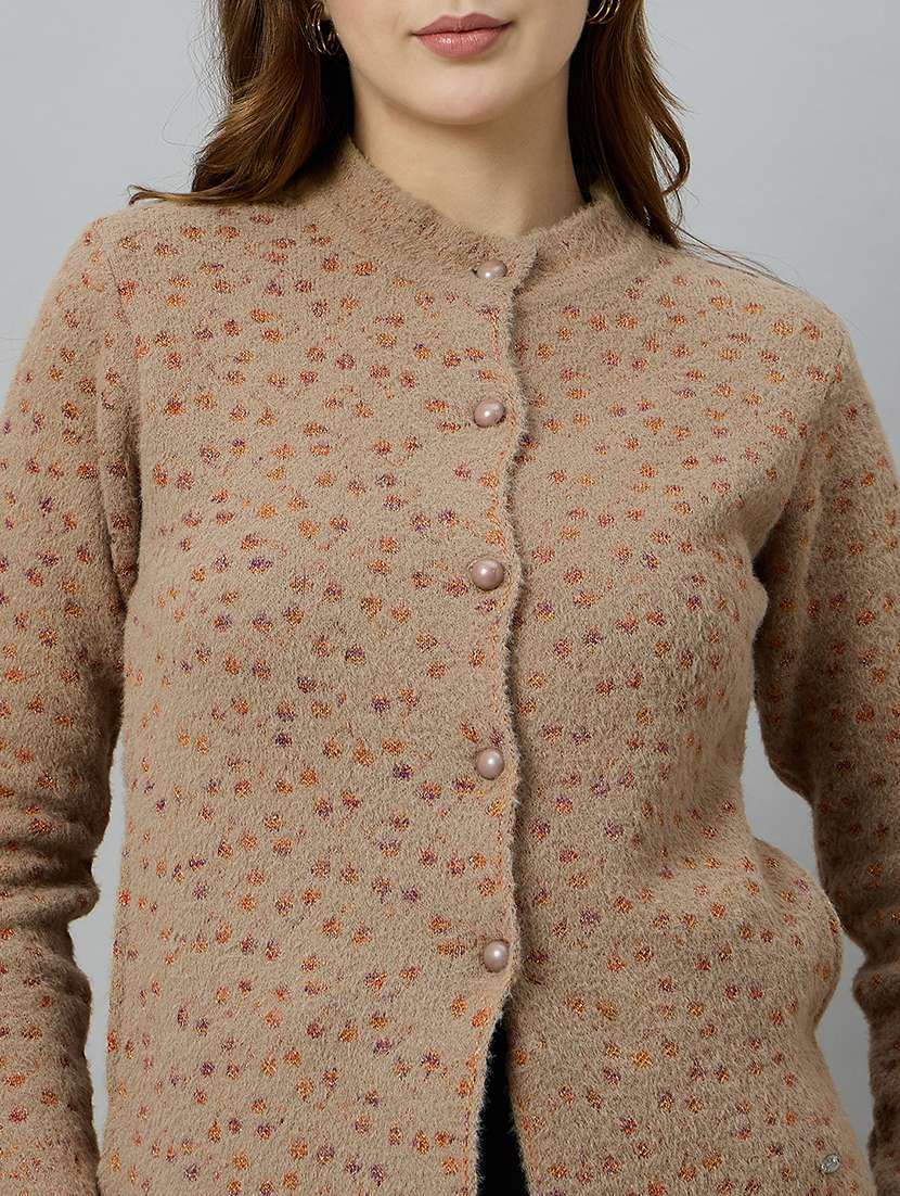 women self designed long sleeve cardigan - 22264293 -  Standard Image - 3