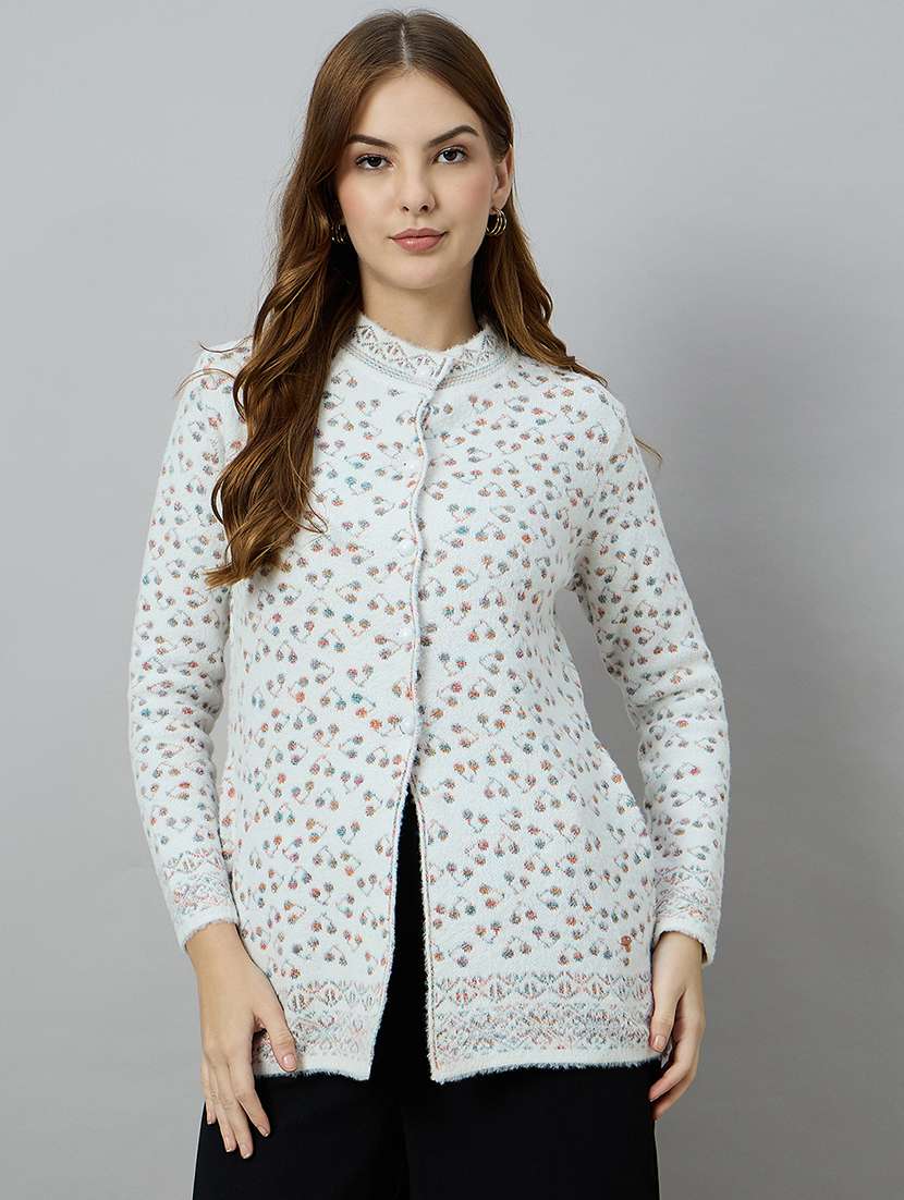 women self designed long sleeve cardigan