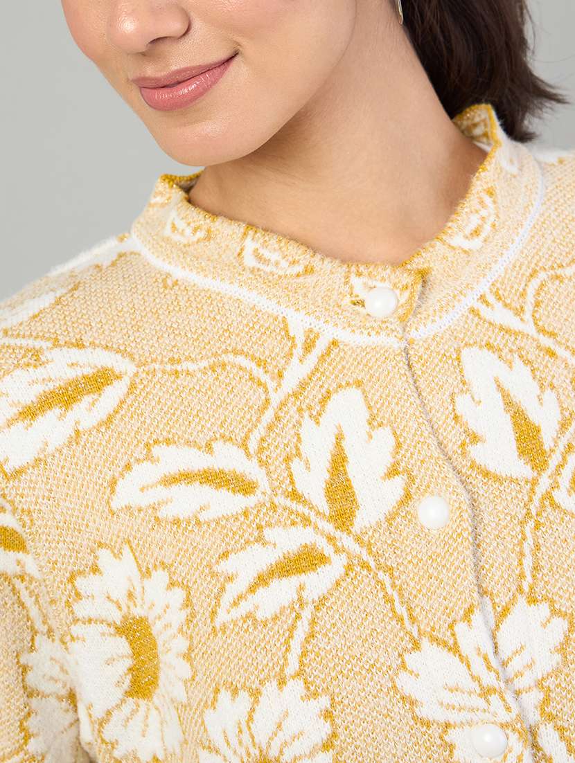 women self designed long sleeve cardigan - 22264296 -  Standard Image - 3