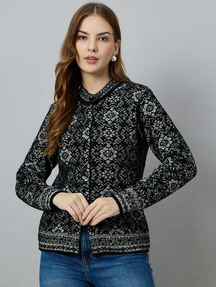 women self designed long sleeve cardigan