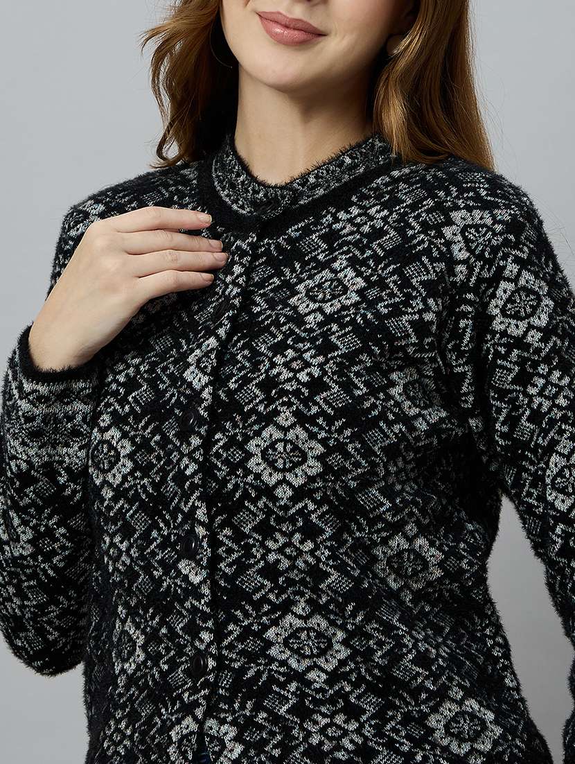 women self designed long sleeve cardigan - 22264298 -  Standard Image - 3