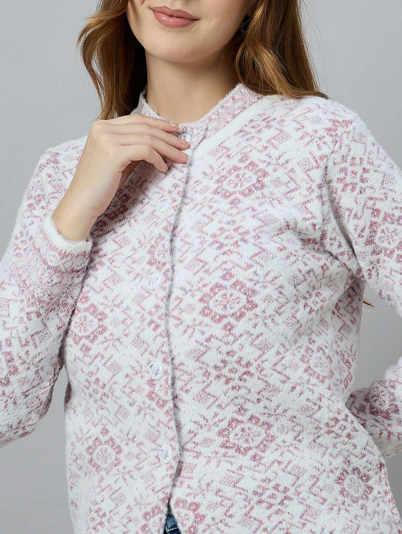 women self designed long sleeve cardigan - 22264299 -  Standard Image - 3