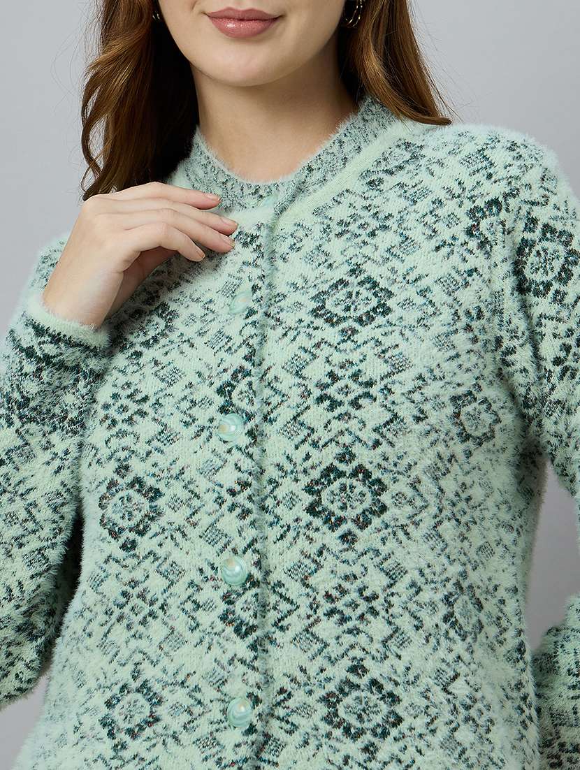 women self designed long sleeve cardigan - 22264300 -  Standard Image - 3