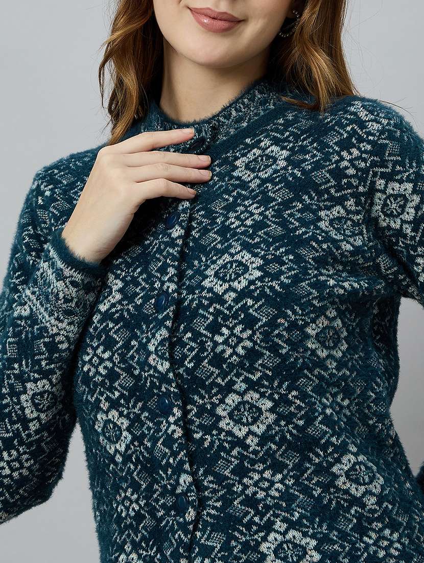 women self designed long sleeve cardigan - 22264301 -  Standard Image - 3