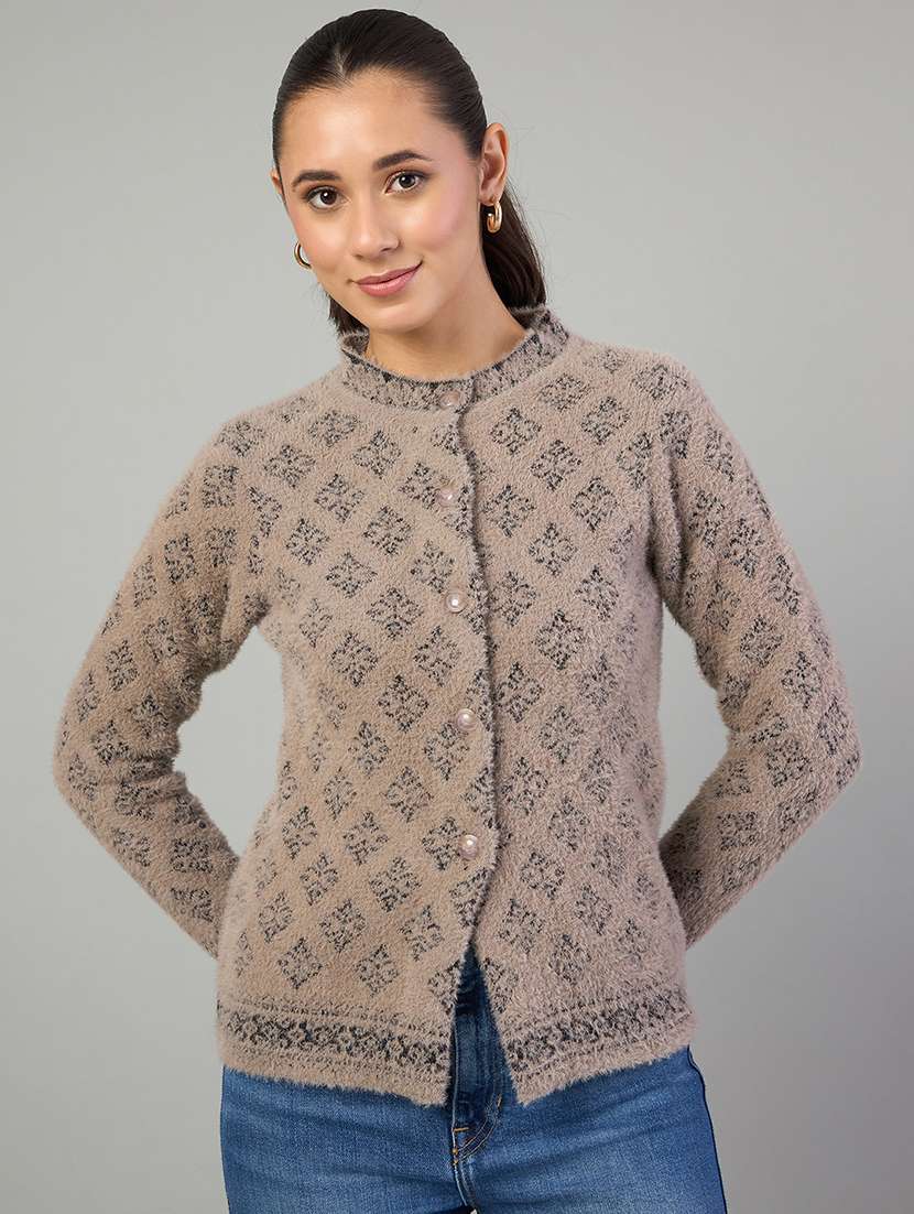 women self designed long sleeve cardigan