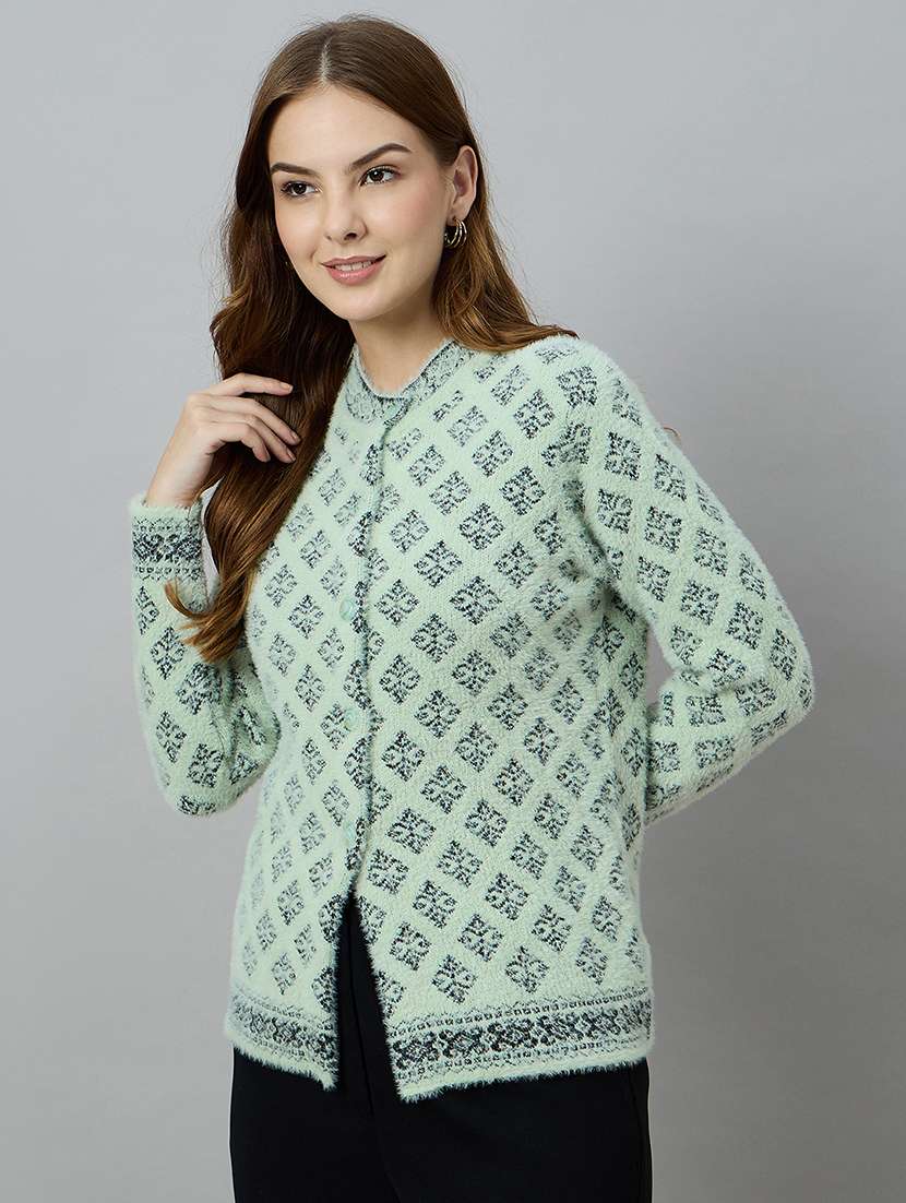 women self designed long sleeve cardigan