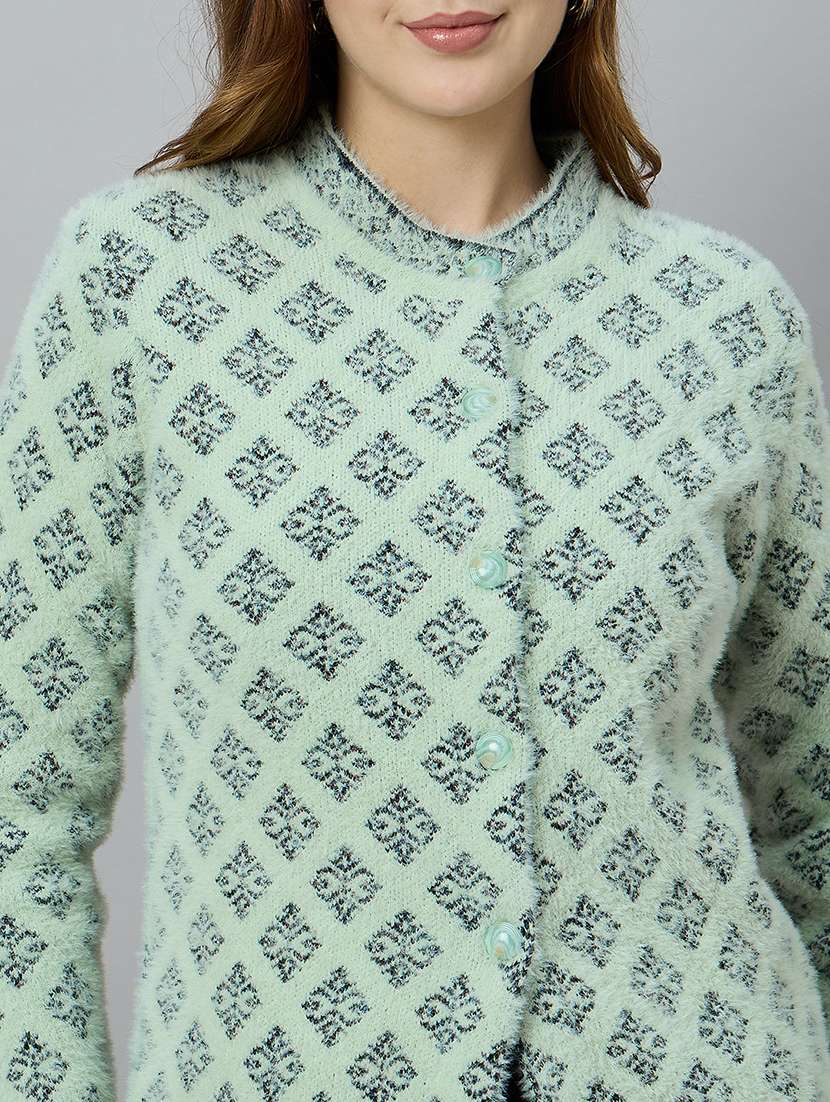 women self designed long sleeve cardigan - 22264304 -  Standard Image - 3