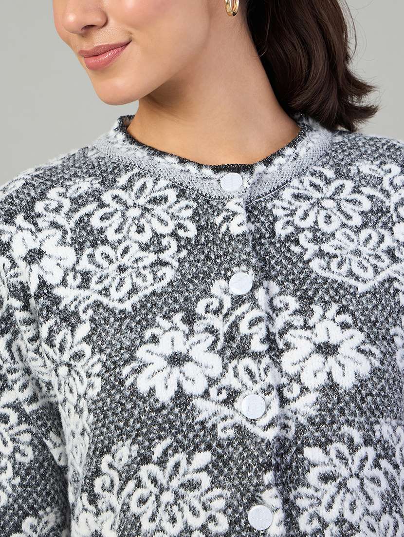 women self designed long sleeve cardigan - 22264305 -  Standard Image - 3