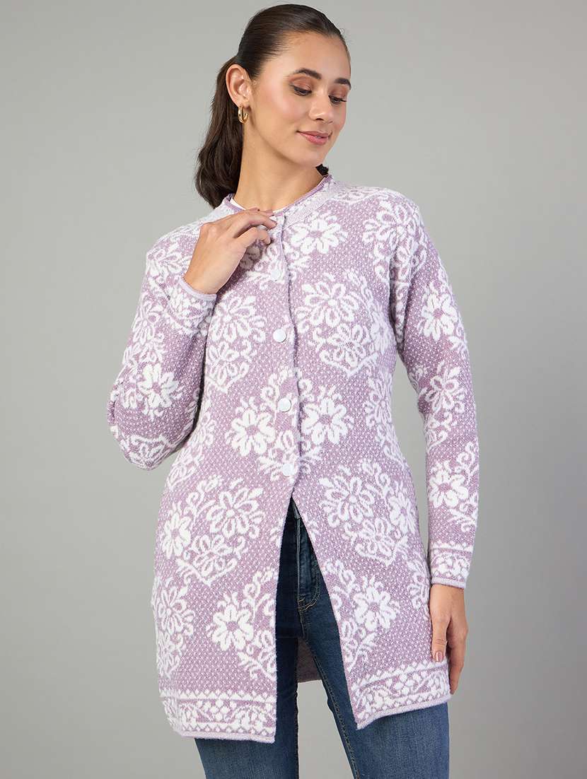 women self designed long sleeve cardigan