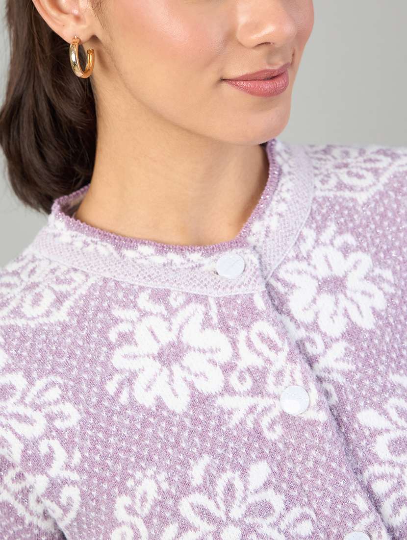 women self designed long sleeve cardigan - 22264306 -  Standard Image - 3