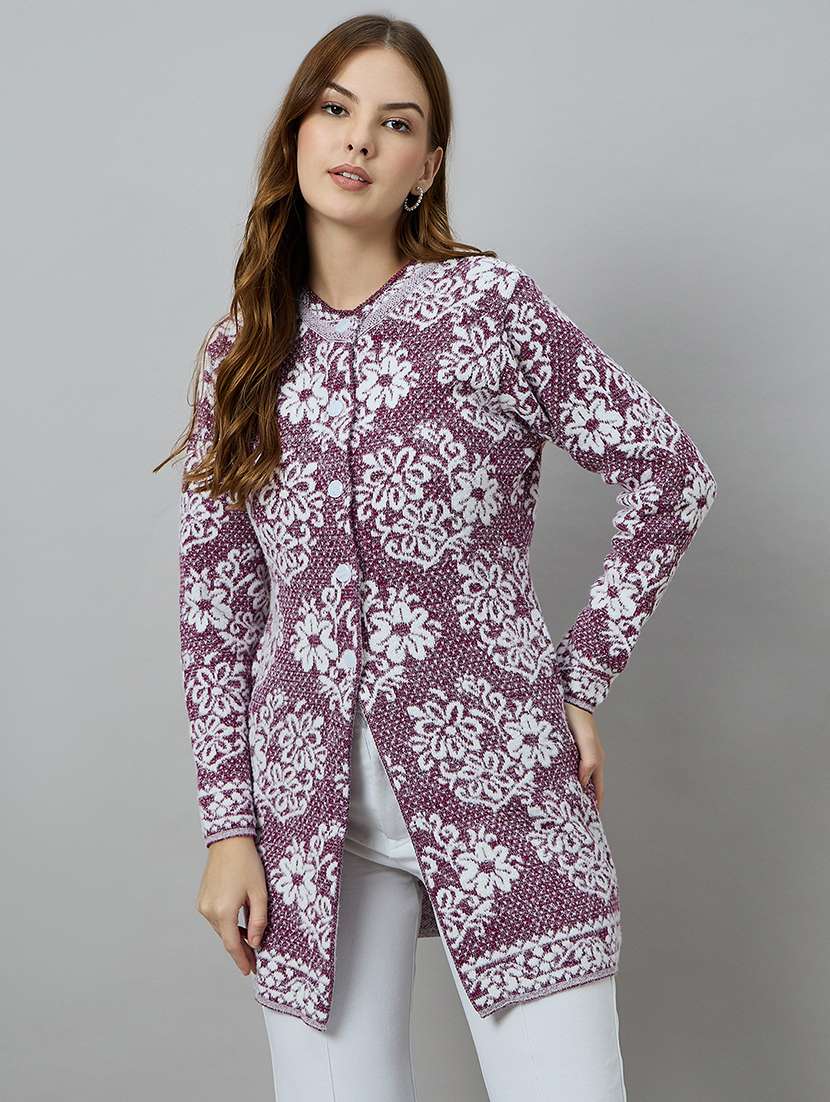 women self designed long sleeve cardigan