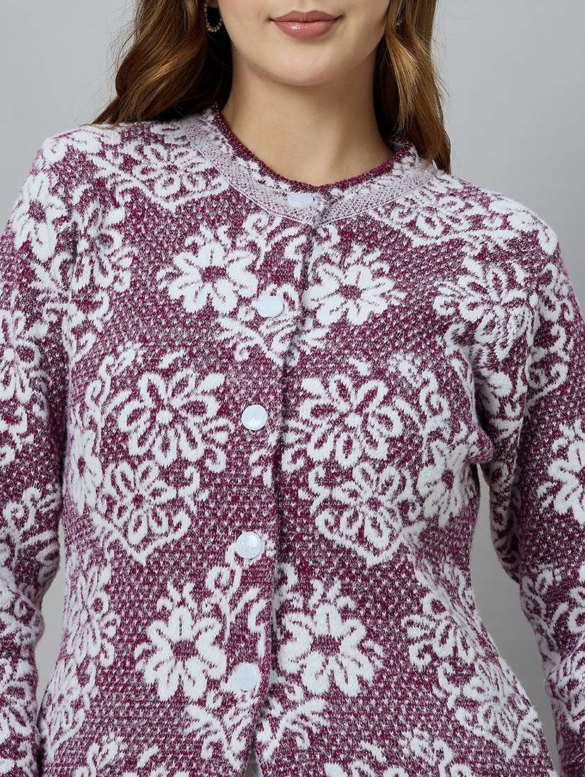 women self designed long sleeve cardigan - 22264307 -  Standard Image - 3