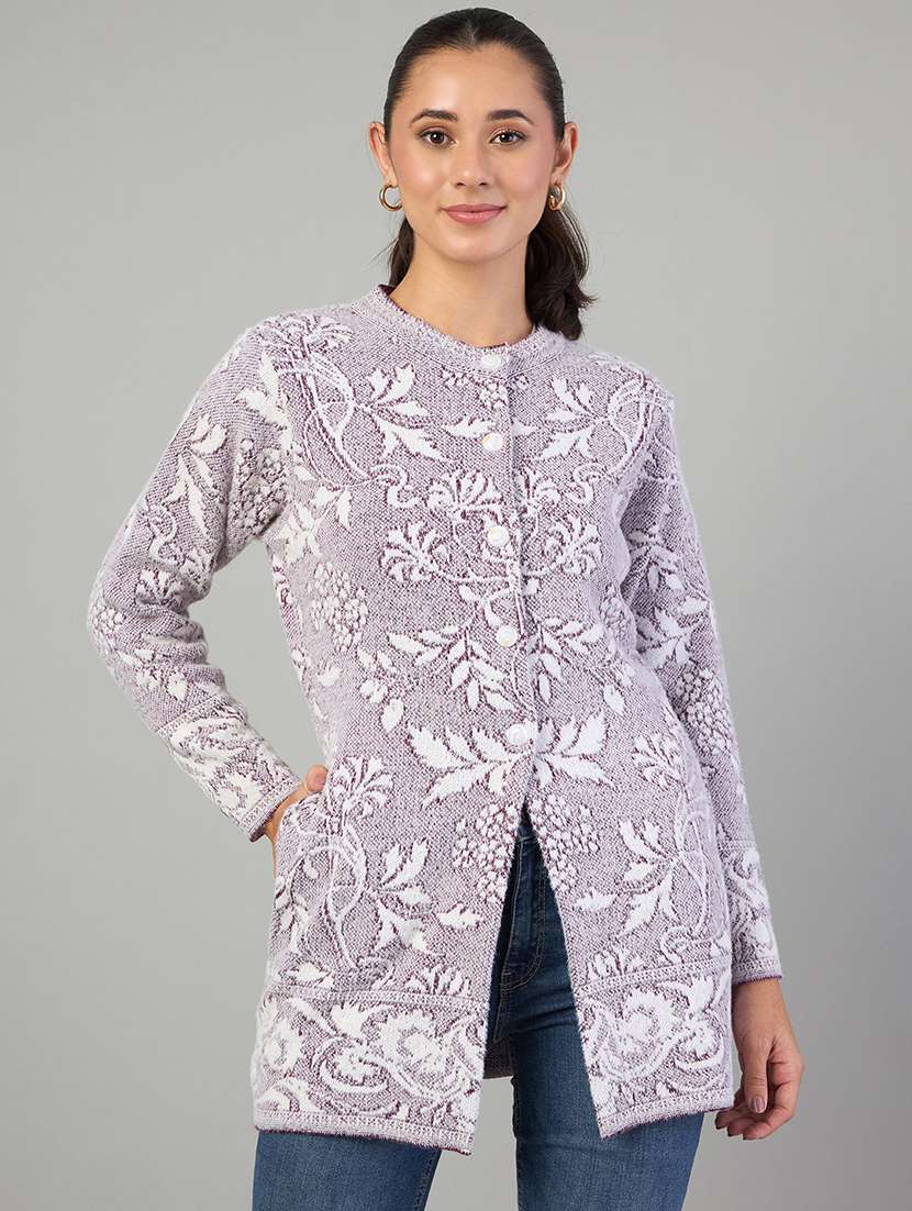 women self designed long sleeve cardigan