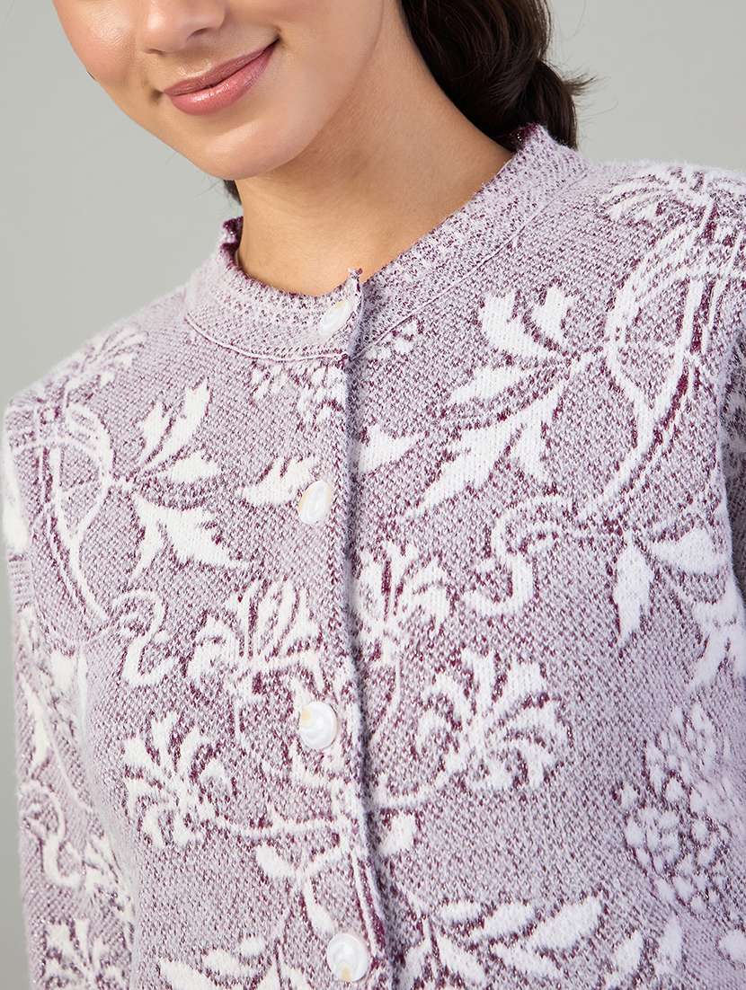 women self designed long sleeve cardigan - 22264313 -  Standard Image - 3