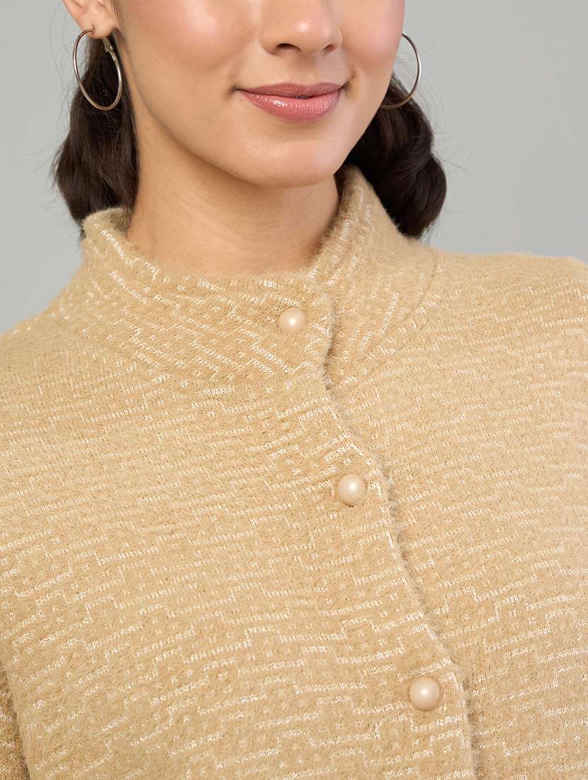 women self designed long sleeve cardigan - 22264316 -  Standard Image - 3