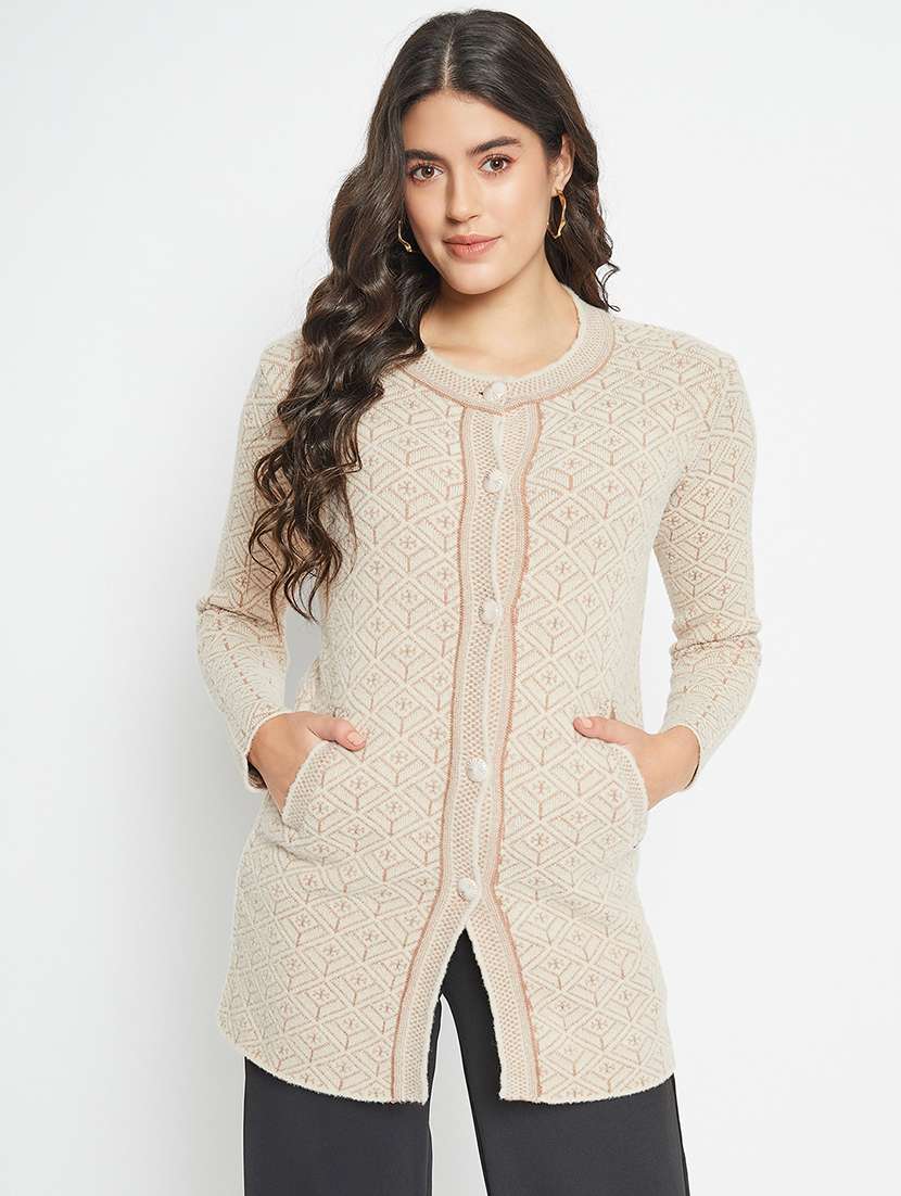 women self designed long sleeve cardigan