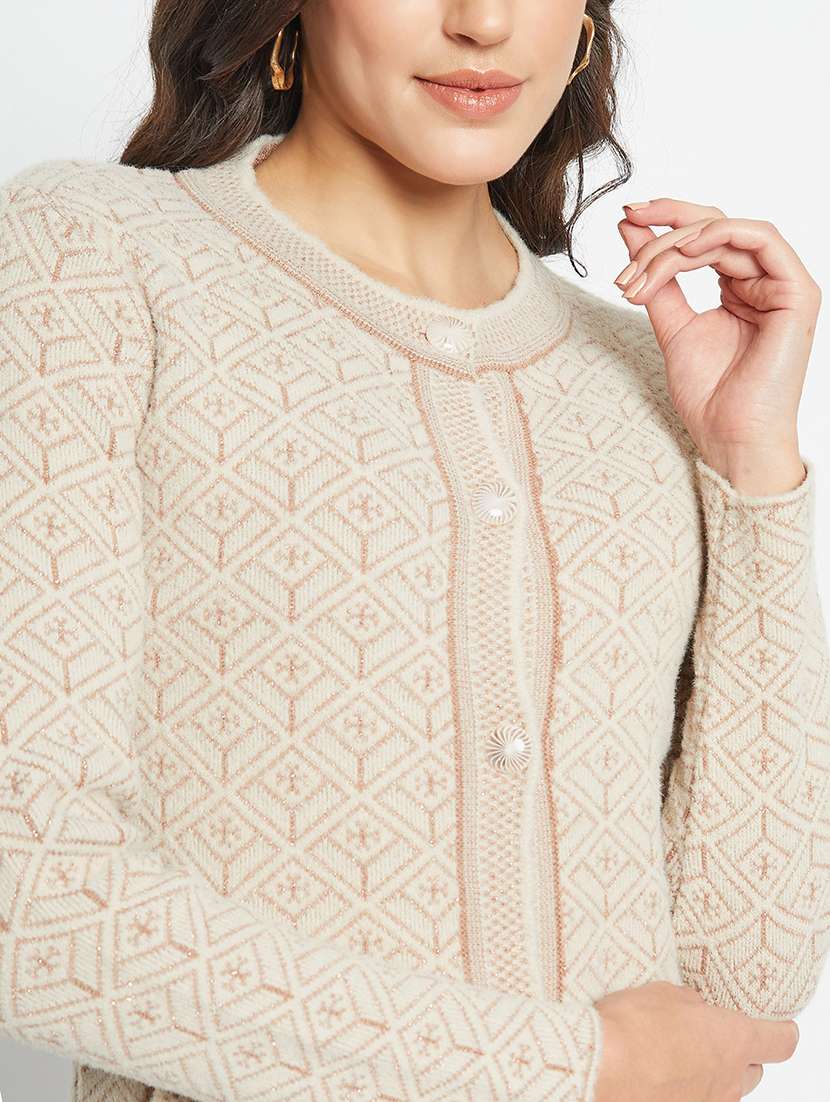 women self designed long sleeve cardigan - 22264319 -  Standard Image - 3