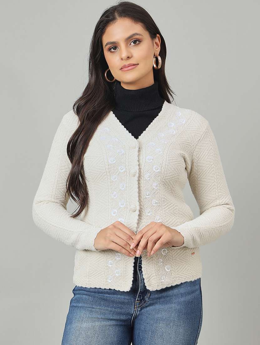 women self designed long sleeve cardigan