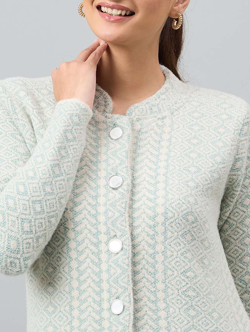 women self designed long sleeve cardigan - 22264331 -  Standard Image - 3