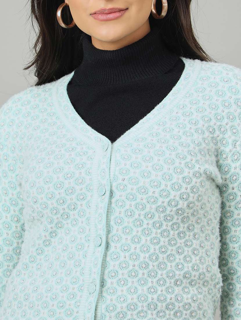 women self designed long sleeve cardigan - 22264332 -  Standard Image - 3