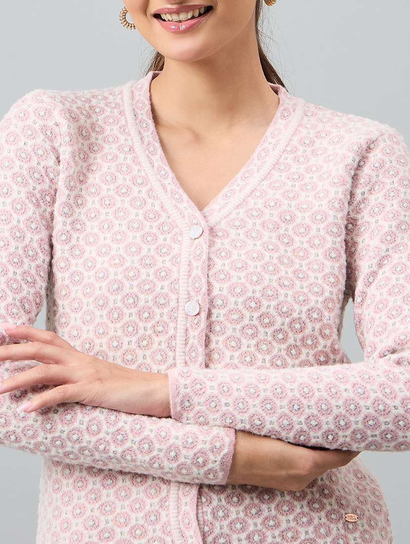 women self designed long sleeve cardigan - 22264333 -  Standard Image - 3