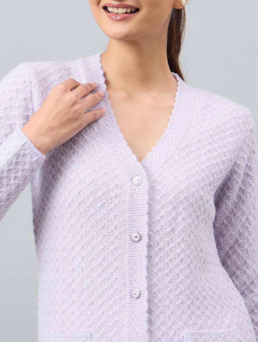 women self designed long sleeve cardigan - 22264334 -  Standard Image - 3