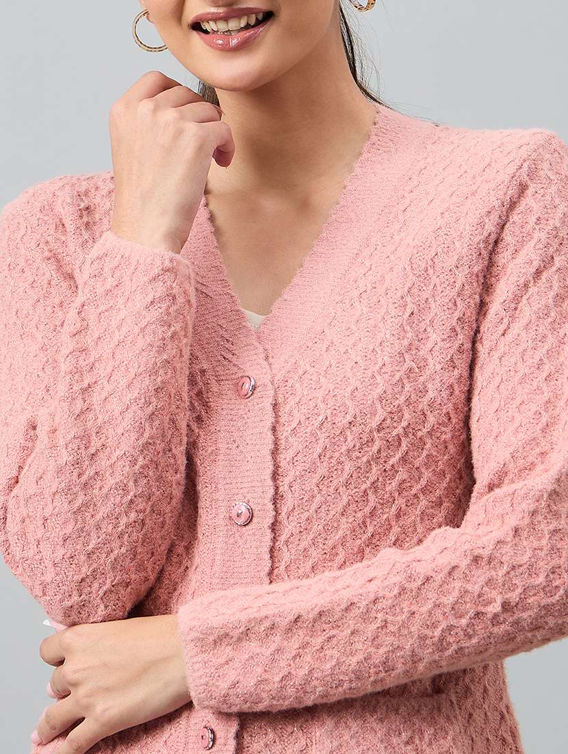 women self designed long sleeve cardigan - 22264335 -  Standard Image - 3