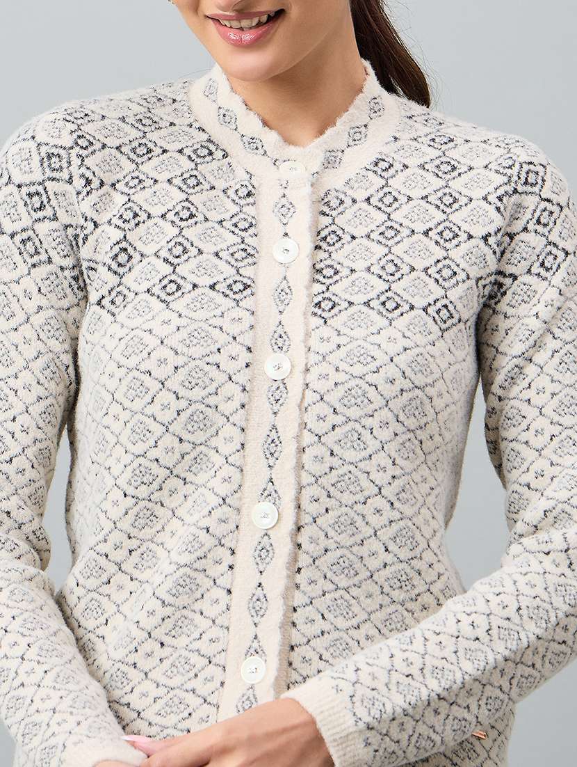 women self designed long sleeve cardigan - 22264336 -  Standard Image - 3