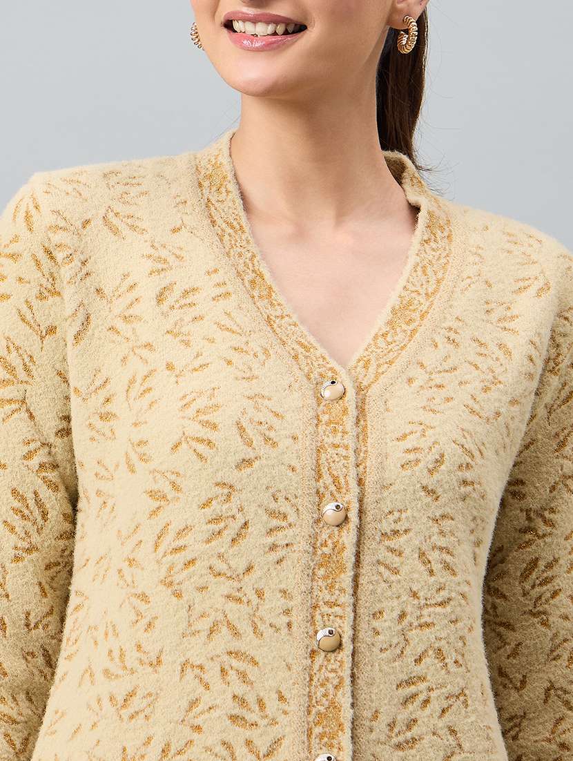 women self designed long sleeve cardigan - 22264340 -  Standard Image - 3