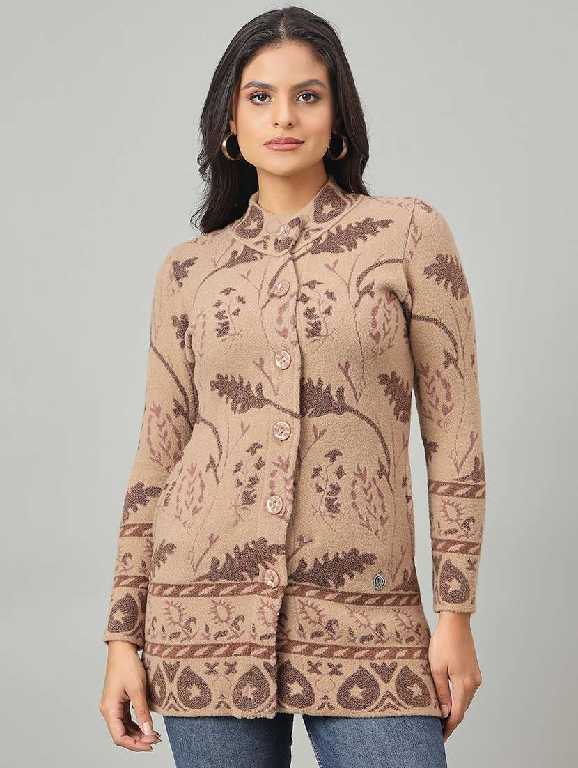 women self designed long sleeve cardigan