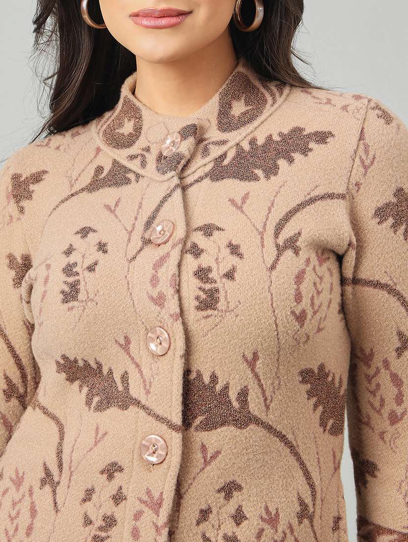 women self designed long sleeve cardigan - 22264341 -  Standard Image - 3