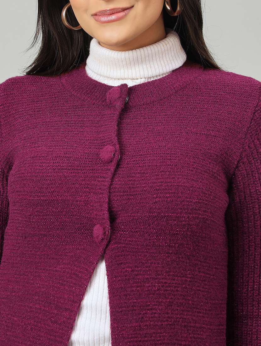 women self designed long sleeve cardigan - 22264344 -  Standard Image - 3