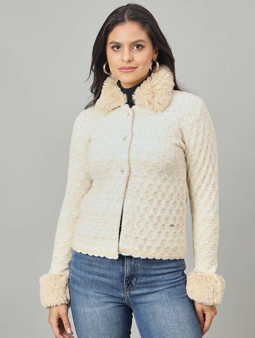 women self designed long sleeve cardigan