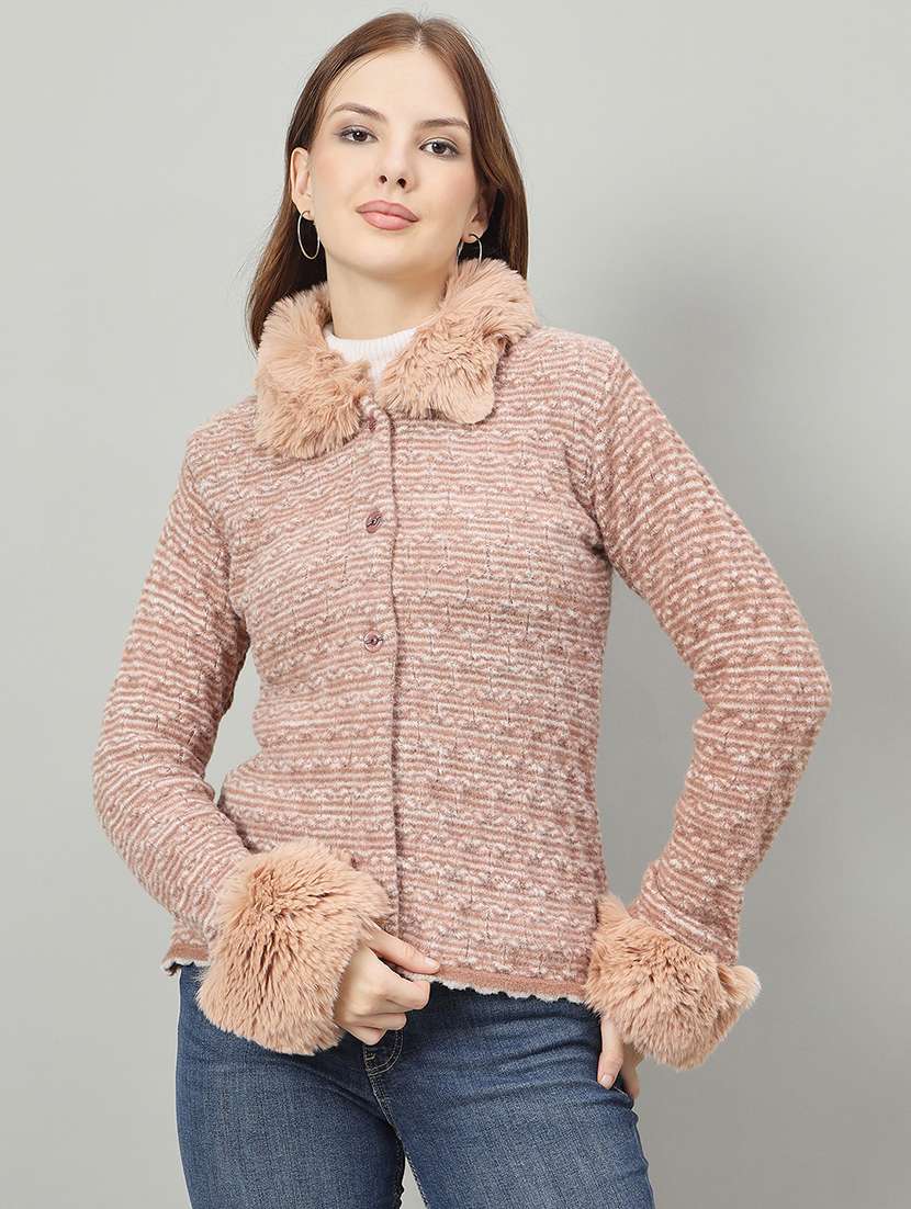 women self designed long sleeve cardigan