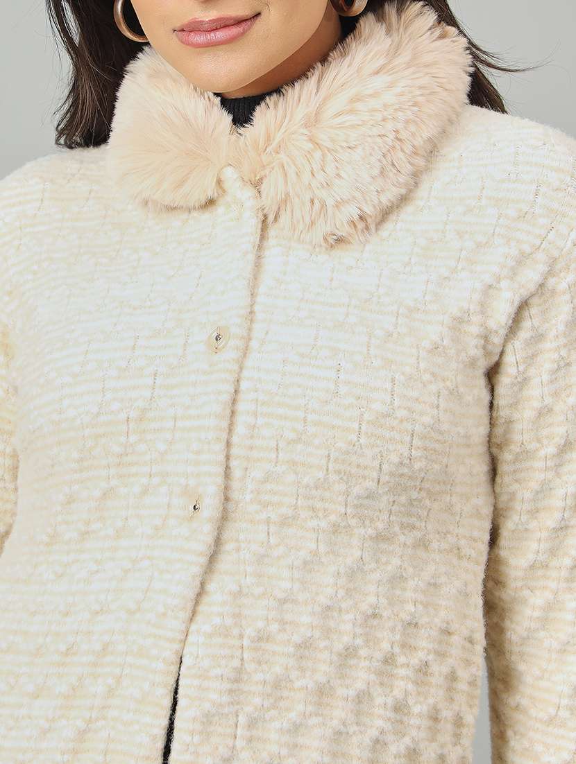 women self designed long sleeve cardigan - 22264347 -  Standard Image - 3