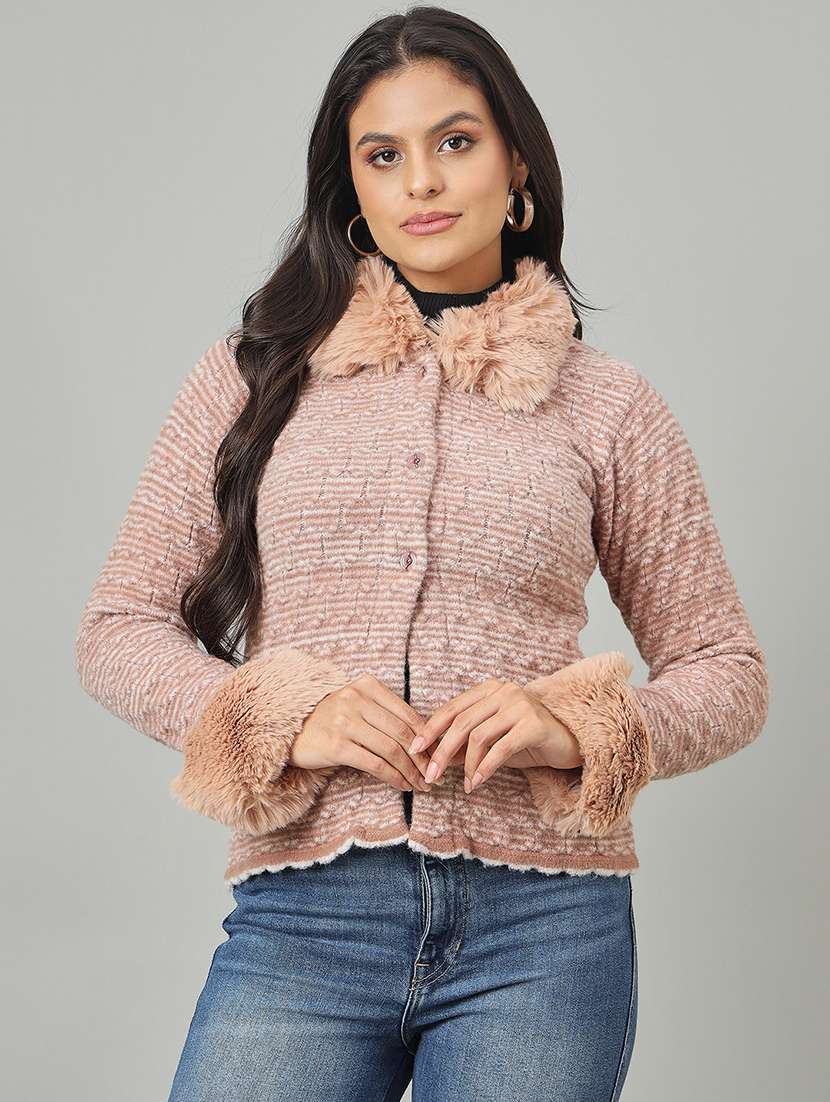 women self designed long sleeve cardigan