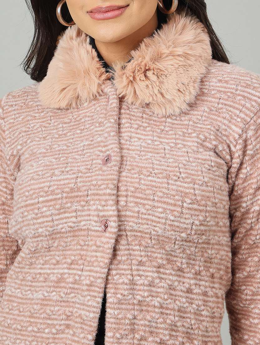 women self designed long sleeve cardigan - 22264348 -  Standard Image - 3