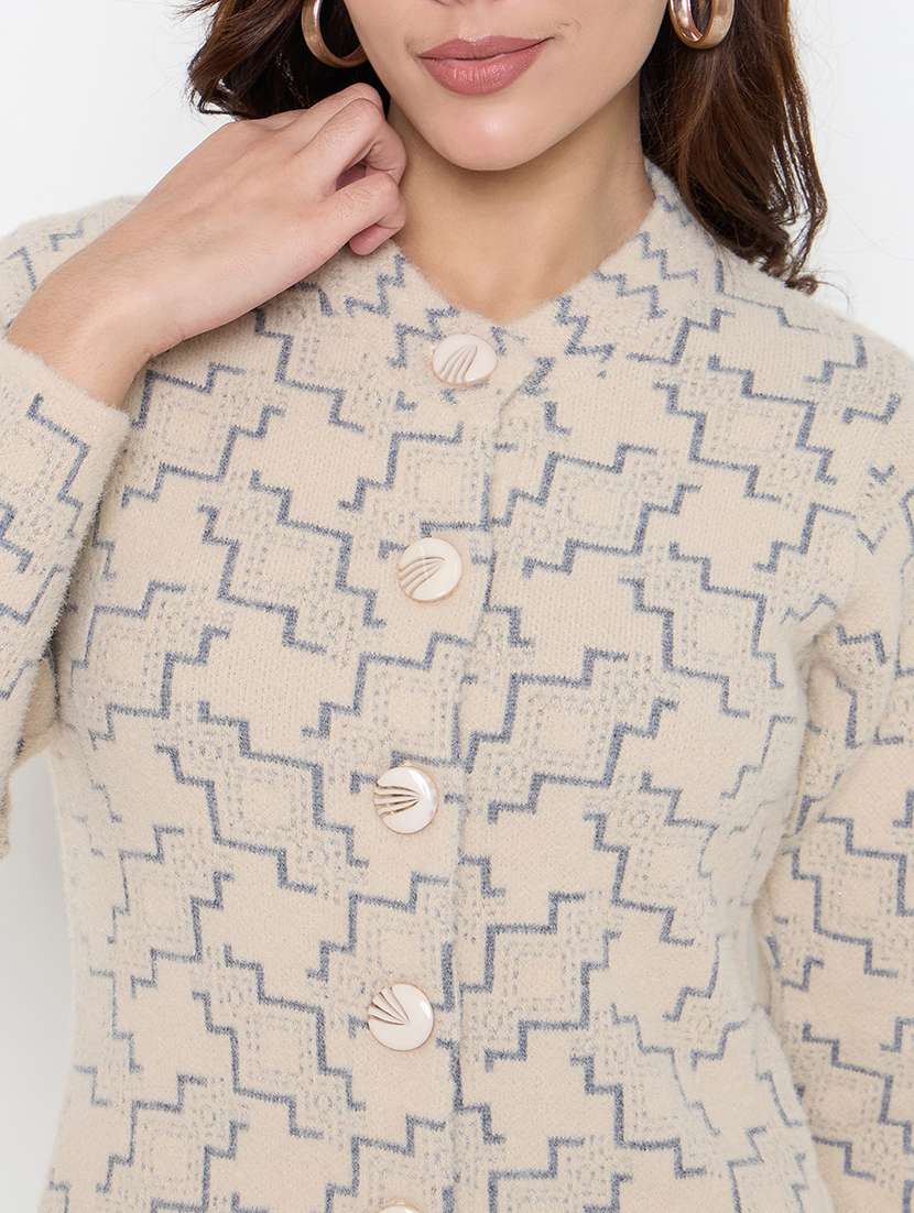 women self designed long sleeve cardigan - 22264350 -  Standard Image - 3