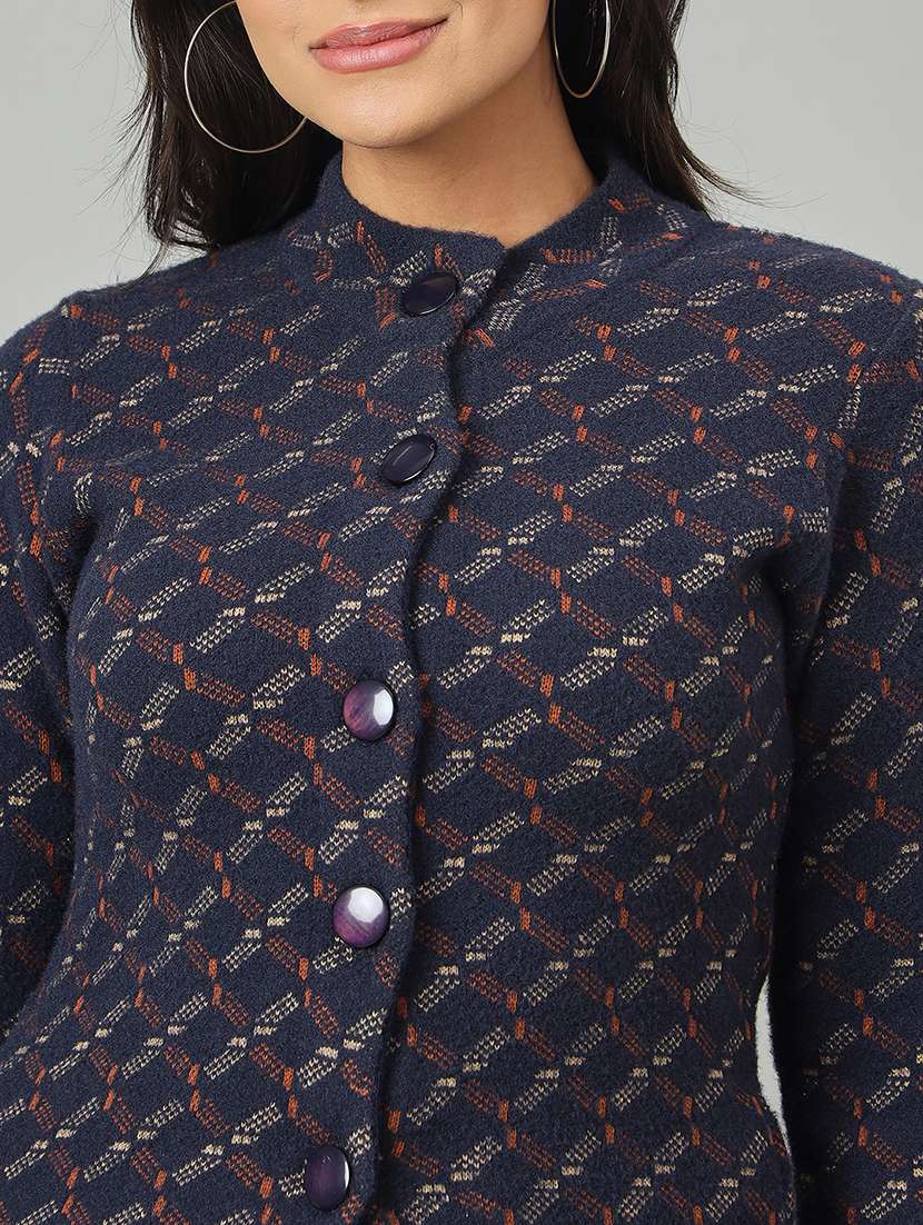 women self designed long sleeve cardigan - 22264351 -  Standard Image - 3