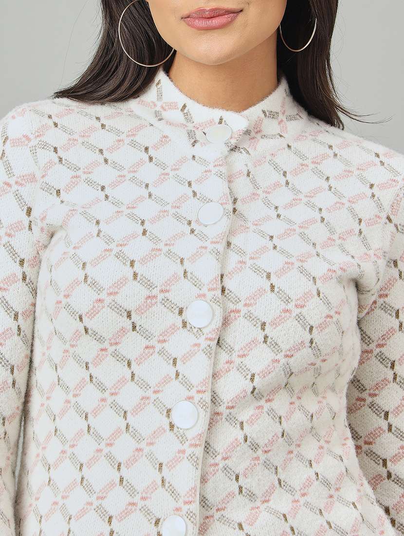 women self designed long sleeve cardigan - 22264352 -  Standard Image - 3