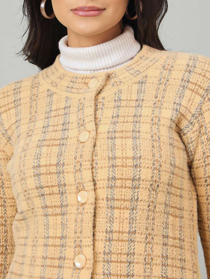 women self designed long sleeve cardigan - 22264353 -  Standard Image - 3