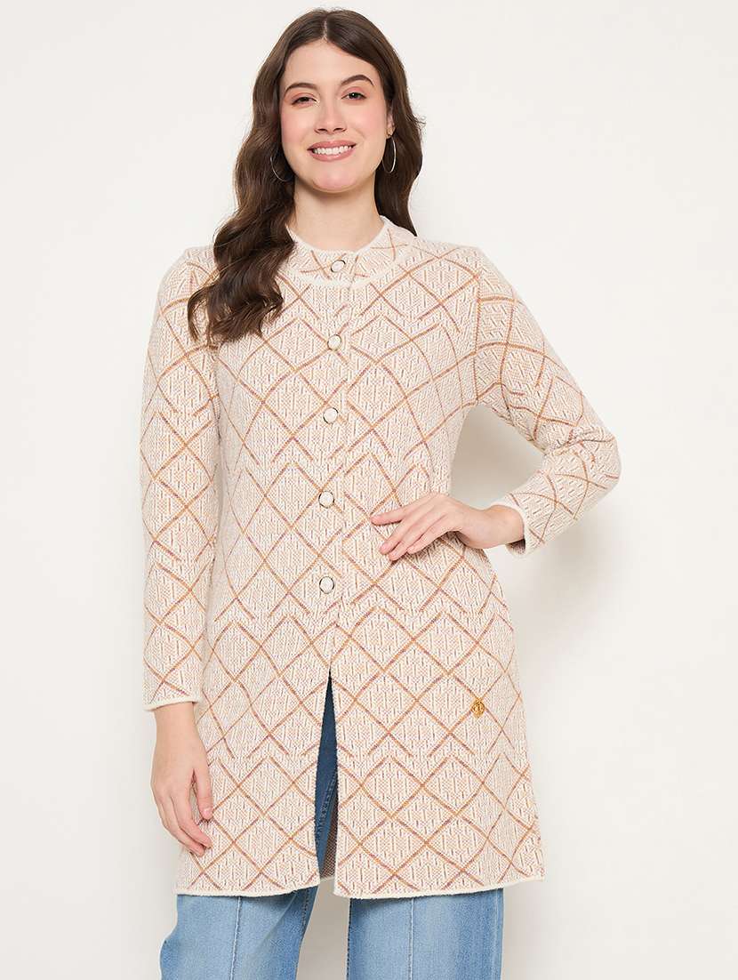 women self designed long sleeve cardigan