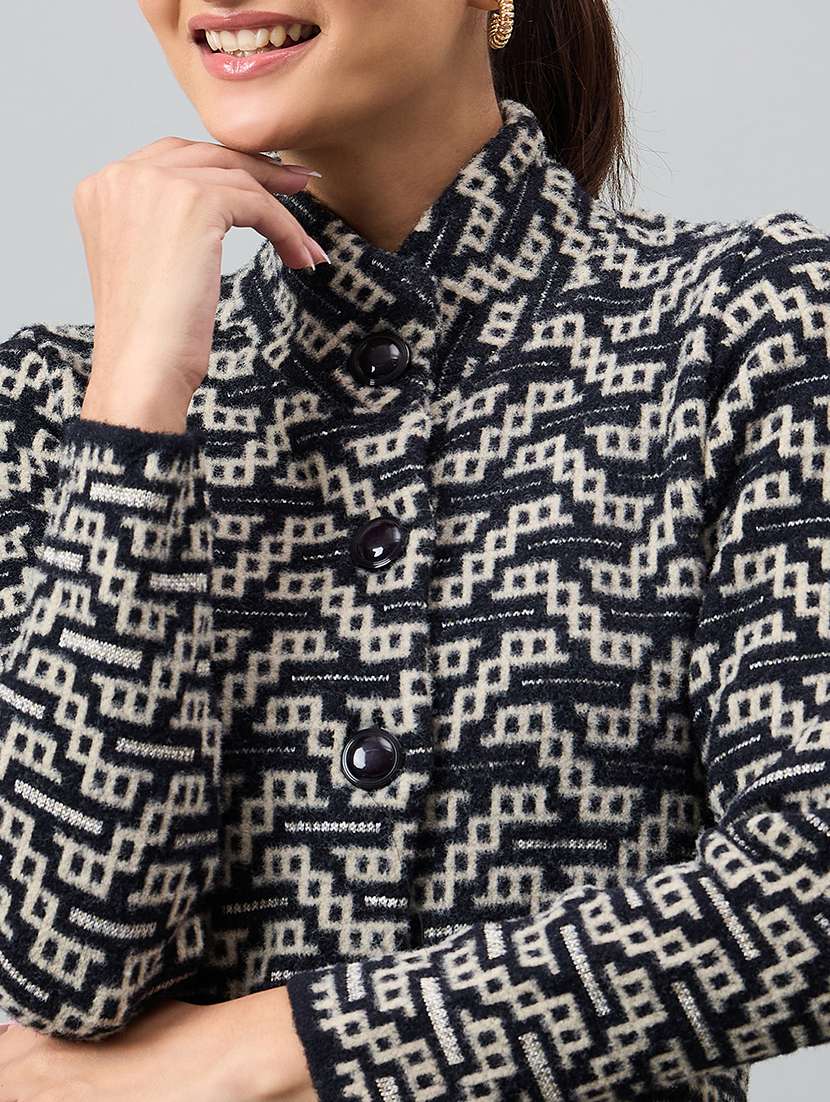 women self designed long sleeve cardigan - 22264358 -  Standard Image - 3