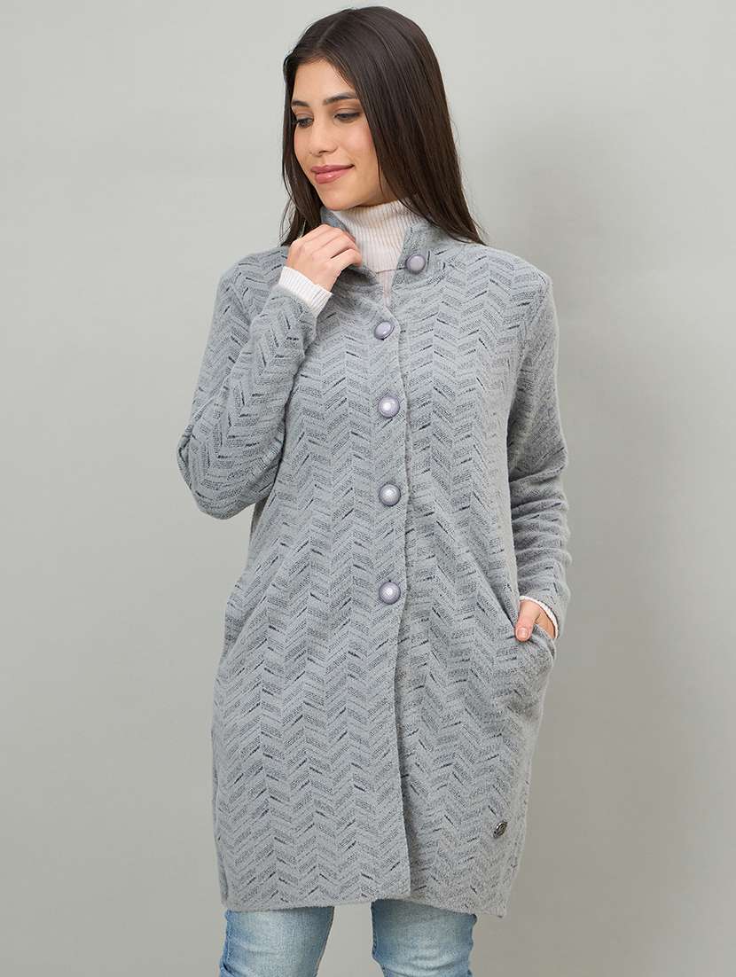 women self designed long sleeve cardigan