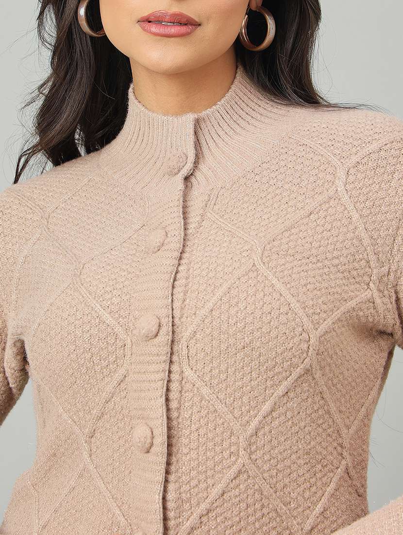 women self designed long sleeve cardigan - 22264364 -  Standard Image - 3