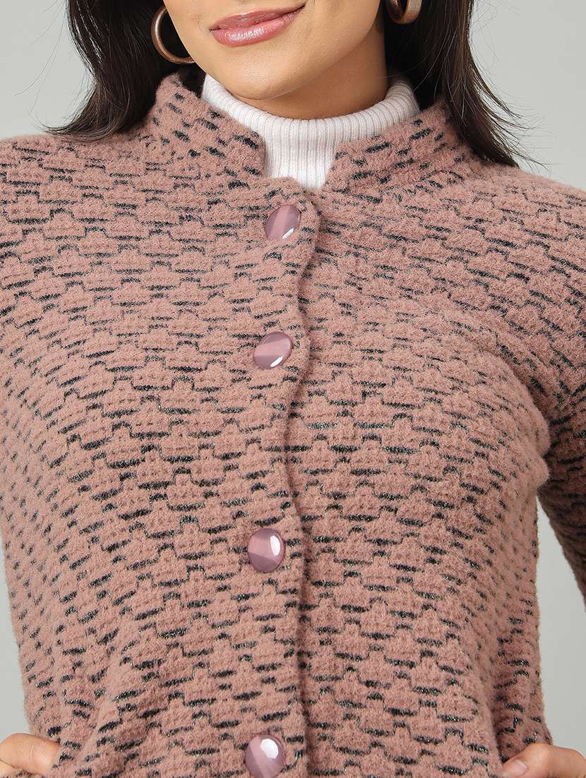 women self designed long sleeve cardigan - 22264365 -  Standard Image - 3