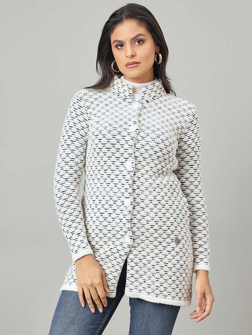 women self designed long sleeve cardigan