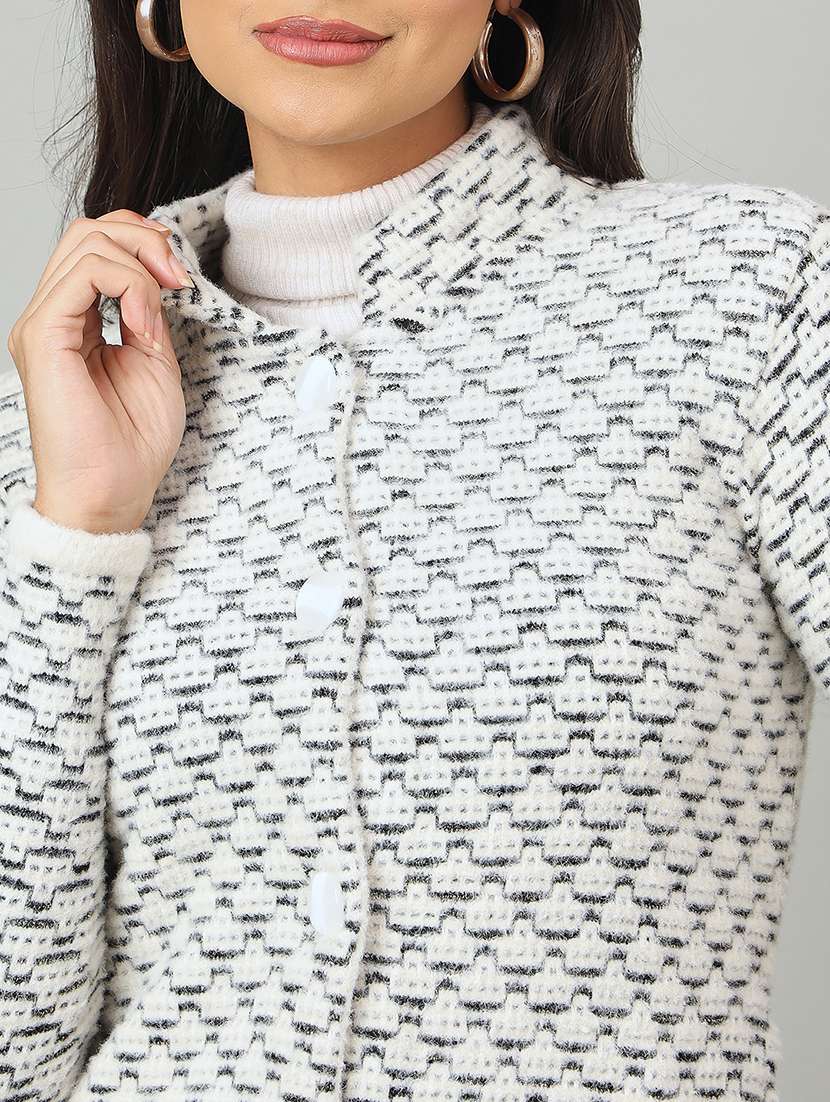 women self designed long sleeve cardigan - 22264366 -  Standard Image - 3