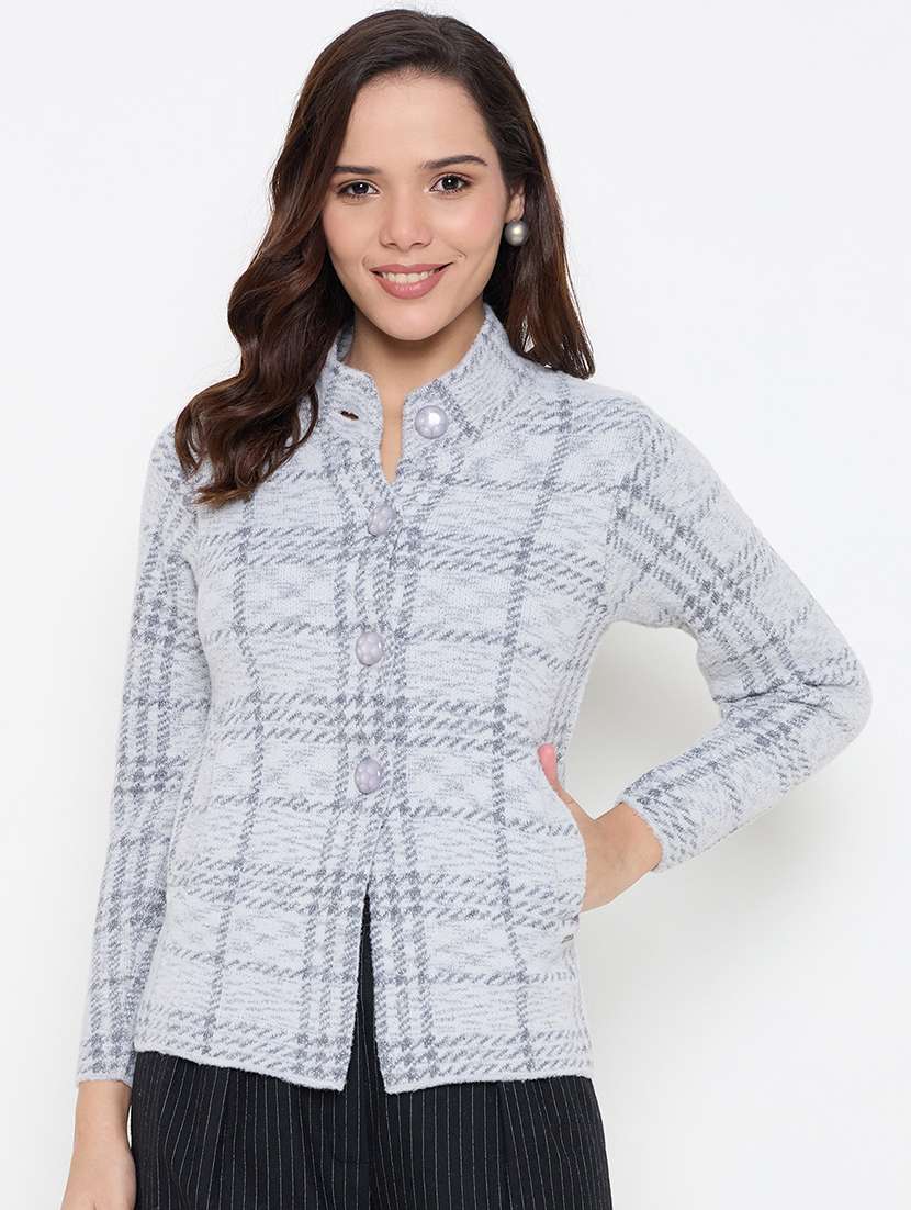 women self designed long sleeve cardigan