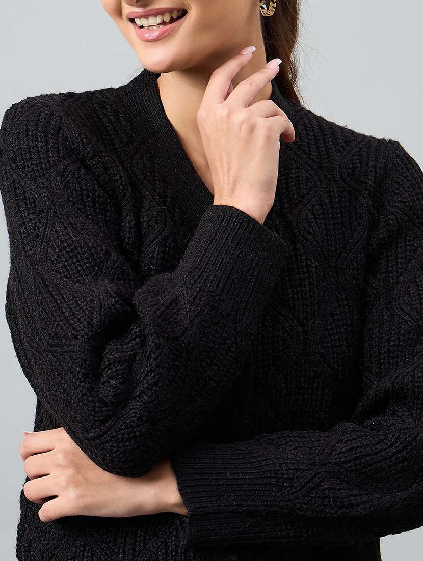 women self designed long sleeve cardigan - 22264371 -  Standard Image - 3